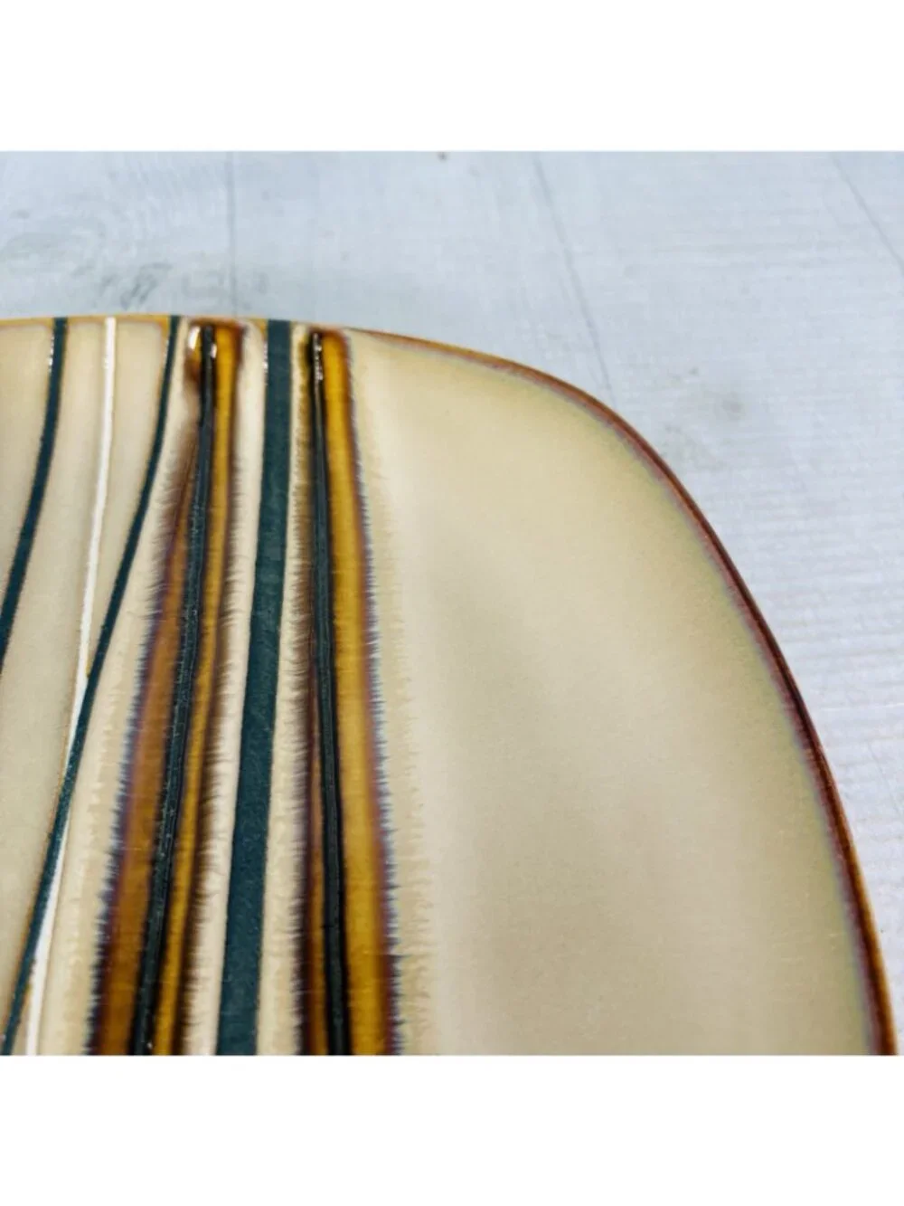 Home Trends BAZAAR BROWN Stoneware Square Emboss Stripe Lunch Salad Plate Set 4